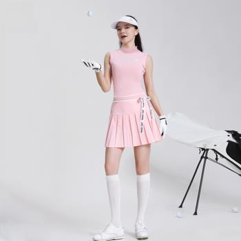 23新款高爾夫女裝服裝上衣無袖T恤時尚休閑韓款修身上衣短裙套裝