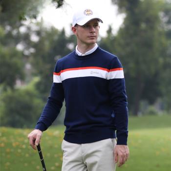 PGA高爾夫服裝男士秋冬針織羊毛衫外套加厚保暖長袖男裝上衣圓領