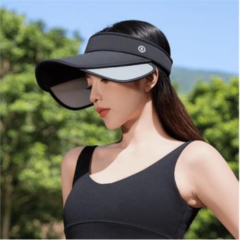 24防曬帽子女夏天大帽檐遮臉空頂帽戶外防紫外線高爾夫遮陽太陽帽