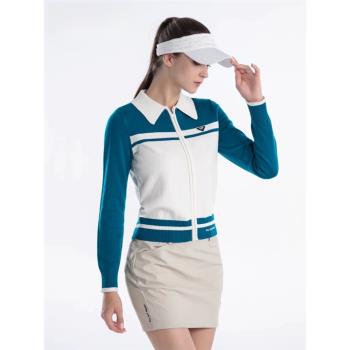 2023高爾夫女裝套裝秋冬季羊毛衣英倫風運動針織外套加厚保曖上衣