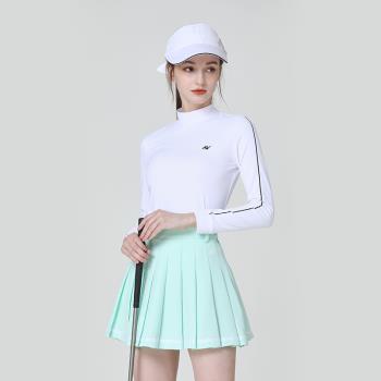 2022高爾夫女裝套裝韓式GOLF女衣服秋冬新款高領打底衣衫高腰短裙