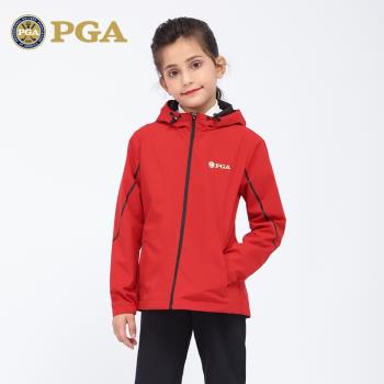 PGA兒童高爾夫服裝風衣 女童秋冬高爾夫外套青少年防風雨保曖夾克