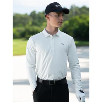 高爾夫服裝男長袖高爾夫polo衫新款翻領運動t恤上衣時尚簡約男裝