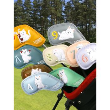 韓國卡通可愛貓咪高爾夫球桿套桿頭套鐵桿組保護套golf磁鐵吸合套