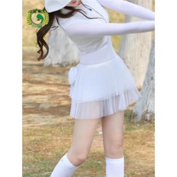 G-LIFE23款高爾夫服裝女冰絲長袖白色速干運動短裙子套裝女裝球服