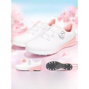 PGM 櫻花高爾夫球鞋女士防水運動鞋防側滑輕量旋鈕舒適緩震無釘鞋