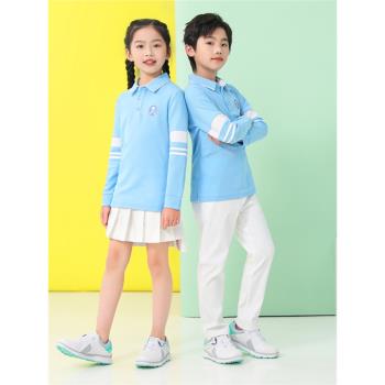 兒童高爾夫衣服長袖男女童golf服裝青少年運動polo衫速乾透氣上衣