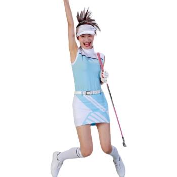 高爾夫女裝夏套裝 GOLF服裝女無袖上衣背心 時尚韓版印花運動短裙
