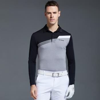 高爾夫服裝男裝防曬上衣冰絲長袖T恤POLO衫修身透氣速幹球衣高階