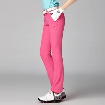 高爾夫褲子夏秋季顯瘦時尚彈力女士運動球褲透氣直筒長褲黑白