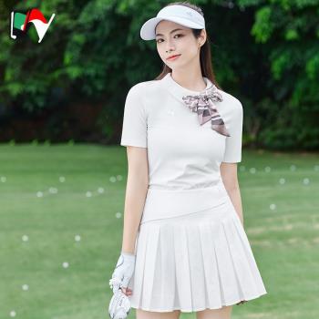 MY新高爾夫女裝高端GOLF服裝套裝白色短袖上衣韓款時尚百褶短裙褲