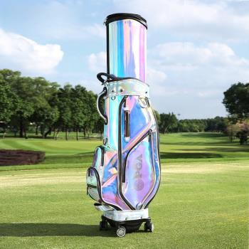 美國PGA 高爾夫球包 男女伸縮包炫彩透明TPU防水四輪平推航空托運