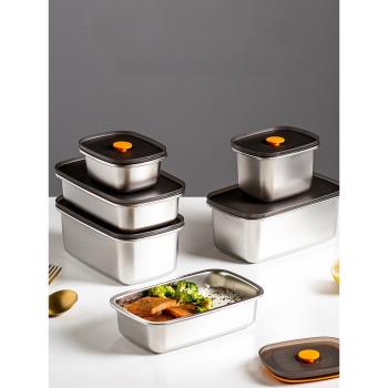 廚房304不銹鋼保鮮盒長方形密封微波爐飯盒帶蓋食品收納盒便當碗