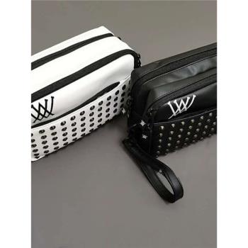 韓版高爾夫手包時尚潮流鉚釘收納包手提包男女款潮牌手提袋收納包