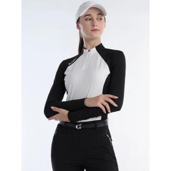 PGM高爾夫服裝女秋冬季T恤長袖立領上衣修身golf女裝衣服運動外套