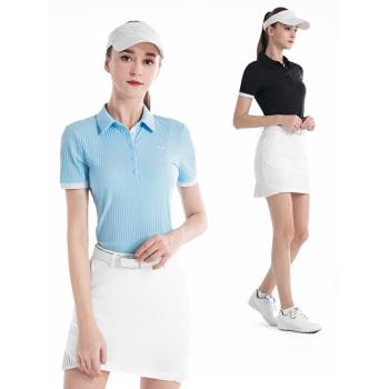 PGM高爾夫服裝女夏季內搭T恤短袖休閑運動上衣修身新款V領POLO衫