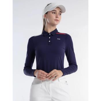 高爾夫服裝女士上衣長袖春秋透氣女裝顯瘦修身golf運動衣服