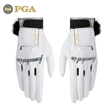 美國PGA 高爾夫球手套女士真皮手套 小羊皮 魔術貼防滑超透氣時尚
