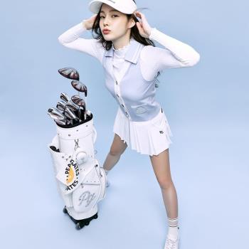 高爾夫服裝女PEARLY GATES韓國馬甲高端長袖白百褶裙夏季防曬女裝