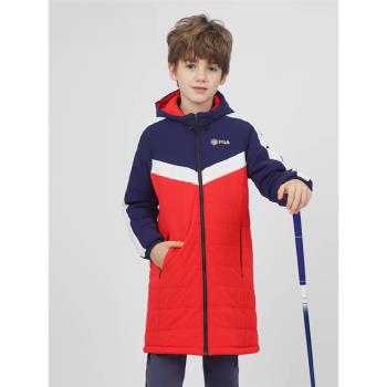 美國PGA冬季青少年高爾夫衣服男童長款連帽棉衣外套 防風保暖百搭