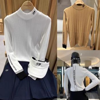 秋冬新款韓國原單高爾夫女裝golf運動立領針織衫長袖修身顯瘦上衣