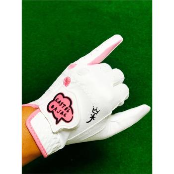 一枝花女士高爾夫手套雙手科技布透氣舒適golf彈力手指套castelba