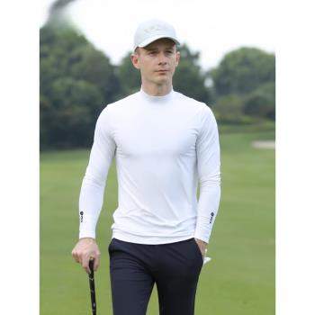 PGA 高爾夫服裝 男士冰絲打底衫 冰涼透氣 遮陽防曬 彈力面料
