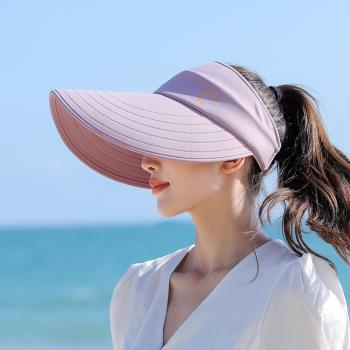 高爾夫球帽子女遮臉防曬遮陽防紫外線太陽帽夏運動騎車空頂貝殼帽