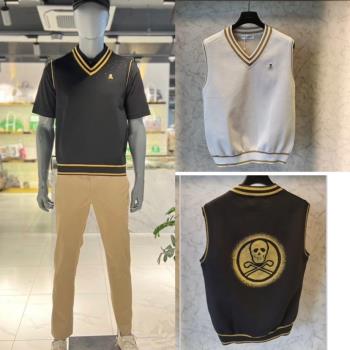 春秋新款韓國原單高爾夫男士馬甲厚針織背心簡約高階百搭golf運動