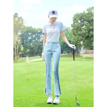 T310高爾夫服裝女褲子golf女裝直筒長褲時尚韓版拼接休閑運動球褲