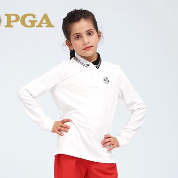 新品兒童高爾夫衣服 秋冬長袖上衣 高爾夫球服裝女童青少年POLO衫