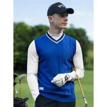 高爾夫服裝男馬甲秋冬新款golf男裝針織羊毛背心v領韓版修身上衣