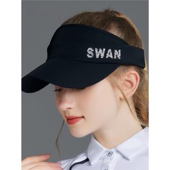 SG高爾夫女款燙鉆空頂帽golf遮陽防曬顯臉小鴨舌帽無頂運動帽子女