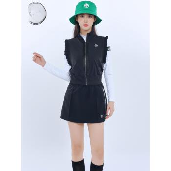 DK高爾夫女裝秋冬外套2023新款經典黑色背心保暖修身收腰顯瘦上衣