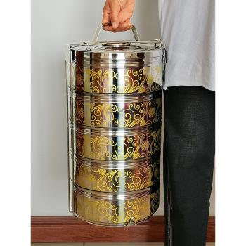 特大容量特大號多人餐份食堂送餐不銹鋼多層手提食格提籃提鍋飯盒