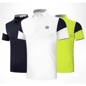 高爾夫男裝夏季新品GOLF服裝男士POLO衫速干運動短袖t恤上衣撞色