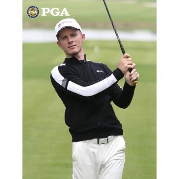 美PGA高爾夫服裝男秋冬 外套羊毛衫立領保暖GOLF衣服運動休閑上衣