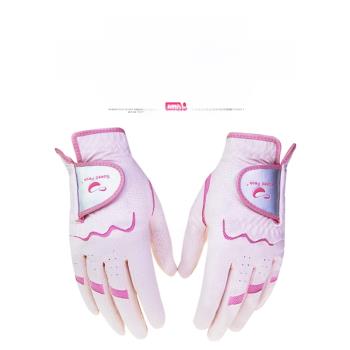 正品Speed Peak女士高爾夫手套進口高檔PU面料舒適透氣雙手淺粉色