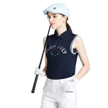 高爾夫服裝女 短袖t恤高爾夫衣服女裝韓版修身無袖背心款上衣F037