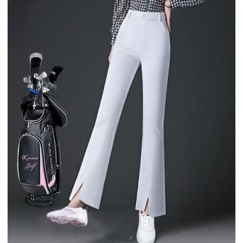 高爾夫球女褲春秋冬白色九分長褲子大碼彈力顯瘦微喇叭開叉小個子