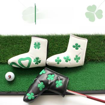 新高爾夫推桿套防水PU面料加厚毛絨golf保護套刺繡幸運草桿套L型