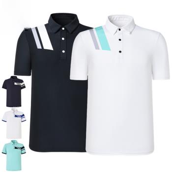 夏季高爾夫服裝男士短袖T恤彈力快干面料時尚男裝上衣速干polo衫