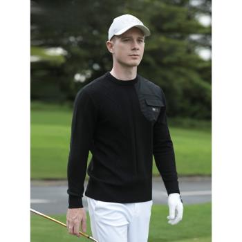 高爾夫服裝長袖外套golf毛衣男士秋冬保暖圓領綿羊毛織衫韓版男裝