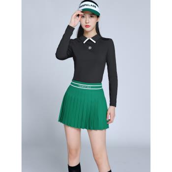 高爾夫女裝服裝女士秋冬2023套裝秋季速干上衣長袖裙子綠色2023