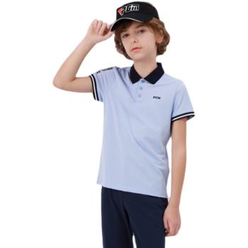 兒童高爾夫衣服男童 中大童高爾夫服裝短袖t恤上衣 青少年POLO衫