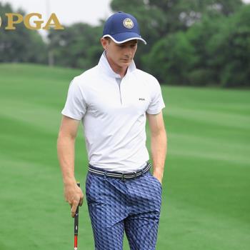 PGA高爾夫短袖t恤 男士 GOLF男裝上衣夏季服裝速干透氣大碼POLO衫