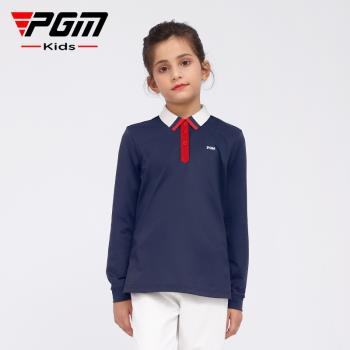 韓版兒童高爾夫衣服PGM長袖t恤女童春秋青少年GOLF球服裝運動上衣