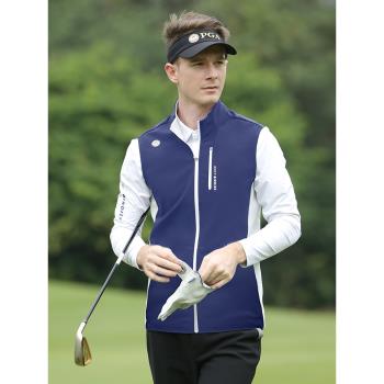 美PGA高爾夫服裝男士馬甲秋冬新款外套防風保曖GOLF男裝上衣背心