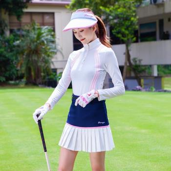 T78高爾夫衣服女長袖 秋冬高爾夫球服裝女士上衣韓版時尚修身立領