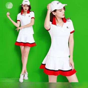 高爾夫衣服女裝22春夏季運動2件套裝 短袖t恤 golf防走光短褲裙褲